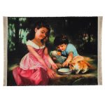 Girl and cat pictorial carpet