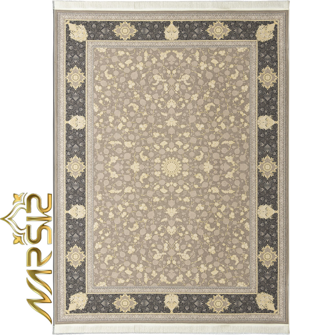 فرش ازمیر 1500 شانه افشان تراکم 4550 زمینه دودی