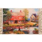 fantasy landscape pictorial carpet with horse and hut code 5060