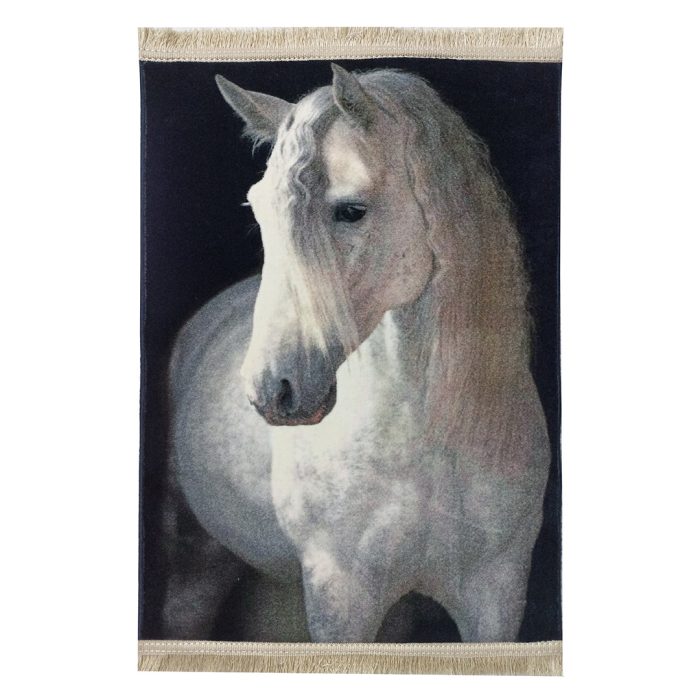 تابلو فرش اسب سفید کد 2560