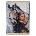 horse riding girl pictorial carpet panel