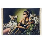 Leopard and girl pictorial carpet panel code 1689