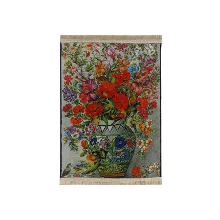 تابلو فرش گل گلدان چاپی عمودی کد 1915