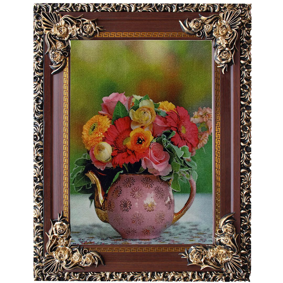 تابلو فرش کلاریس گل و گلدان کد 80