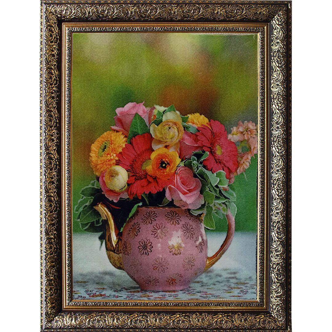 تابلو فرش کلاریس گل و گلدان کد 80