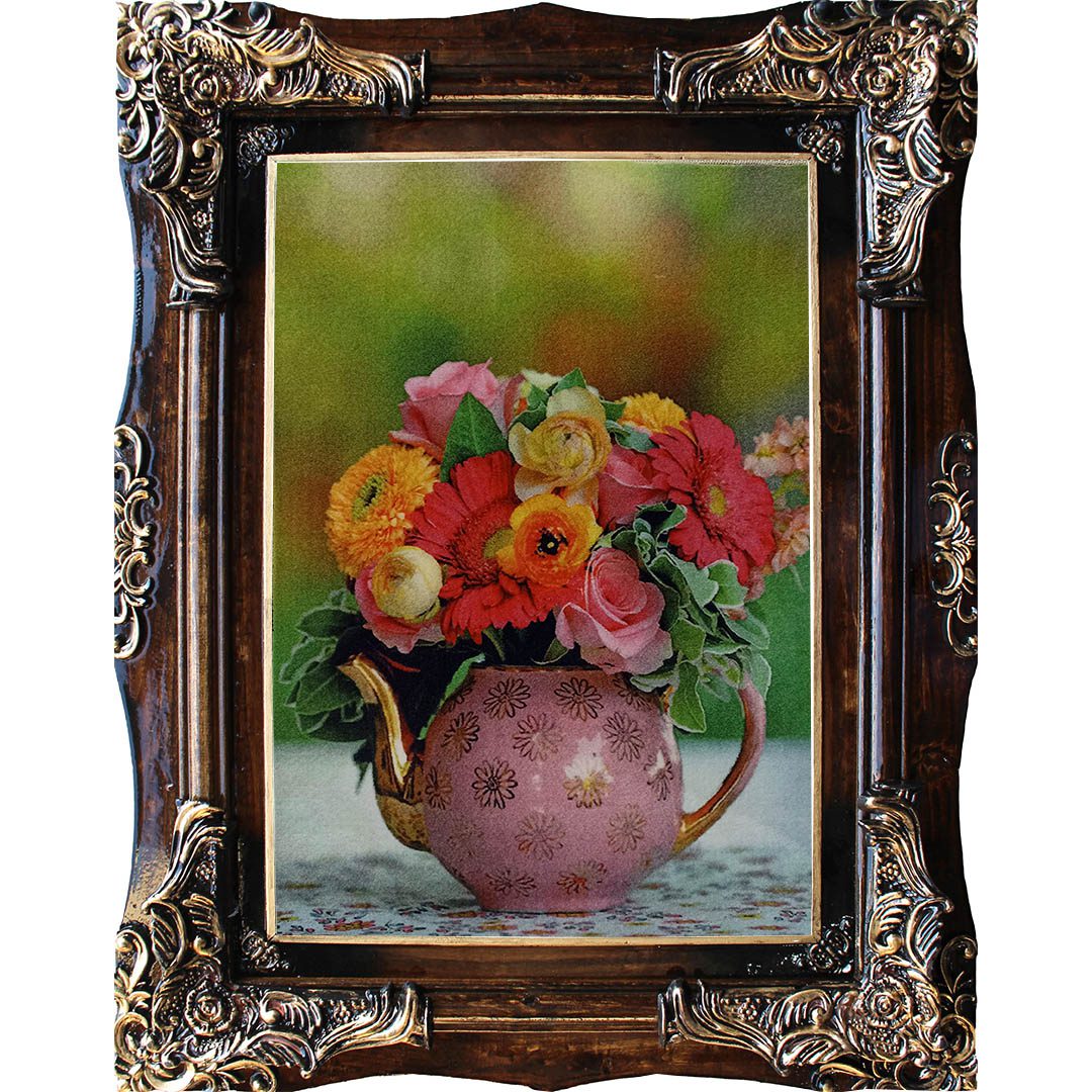 تابلو فرش کلاریس گل و گلدان کد 80