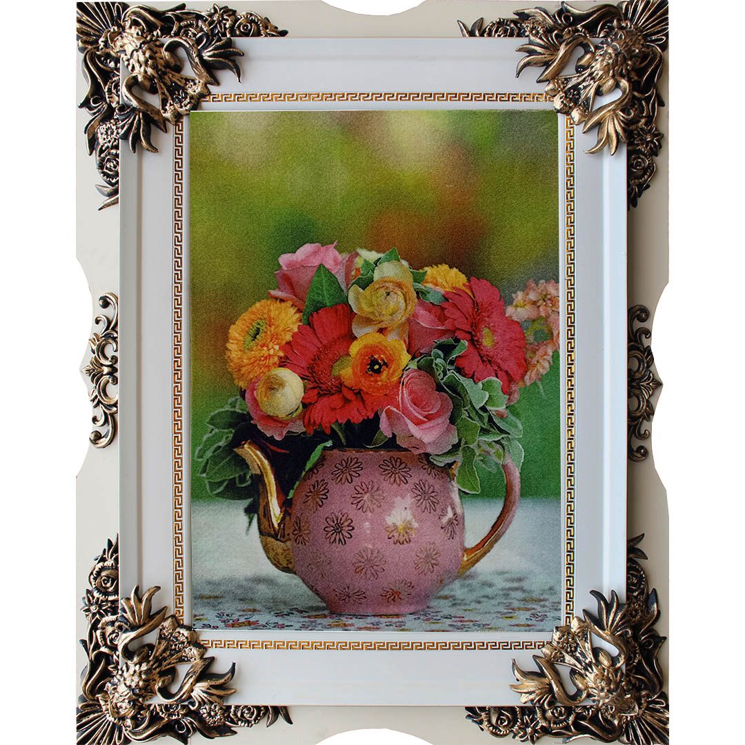 تابلو فرش کلاریس گل و گلدان کد 80