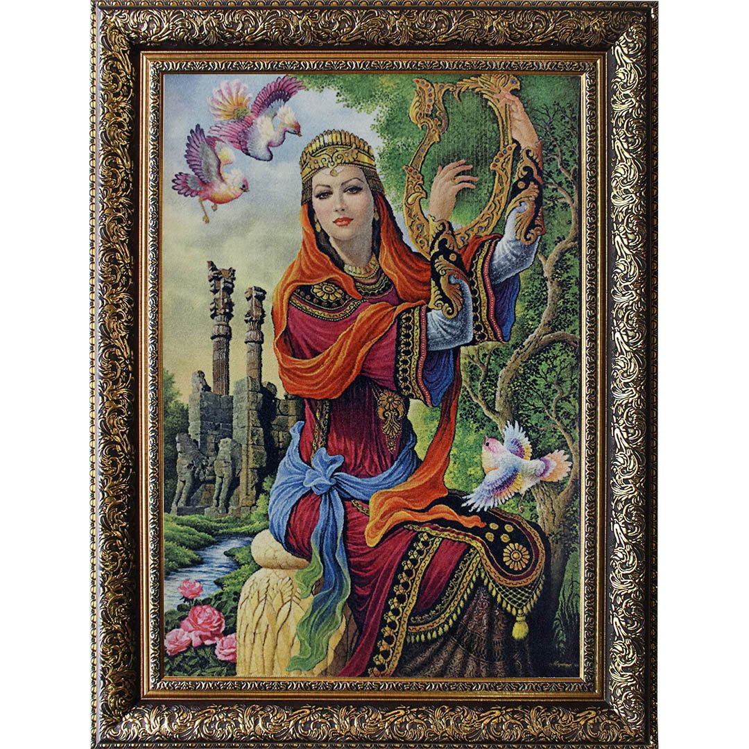 تابلو فرش چنگ نواز کد 0162