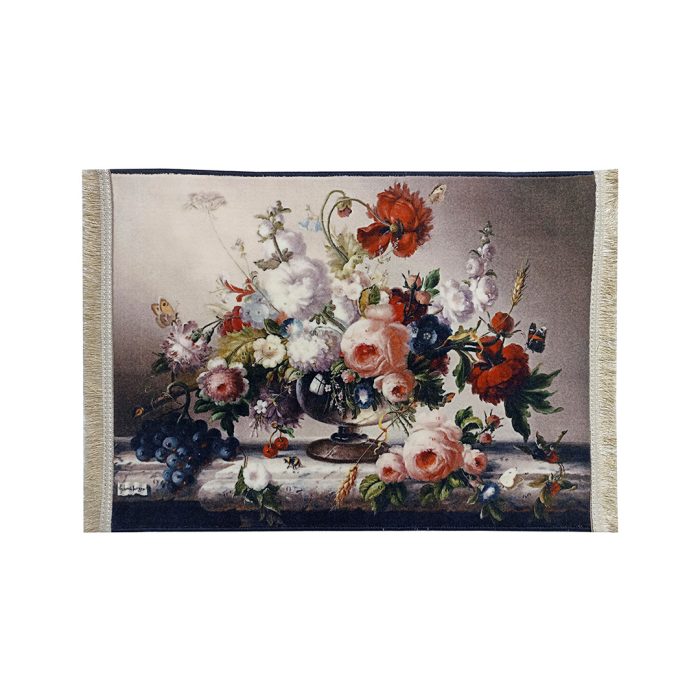 تابلو فرش گل و گلدان رنگی کد 1901