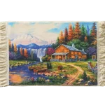 Lakeside hut and boat rug pictorial carpet ode 5057