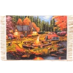 forest hut carpet with fire, code 5066