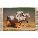 white racing horse pictorial carpet panel code 25708