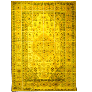 فرش چهل تکه زمینه زرد طرح قشقایی کد 122