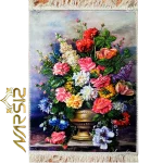 pictorial carpet with flower bouquet and rose vase, code 30220