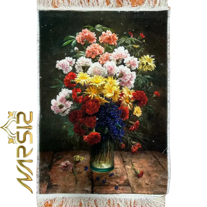 glass vase flower pictorial carpet table code 30240