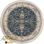 فرشینه گرد طرح افشان زمینه سرمه ای کد 90126 - فرشینه نارسیس