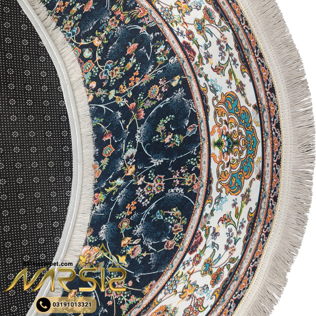 فرشینه استپ دار گرد کد 90126 طرح فرش