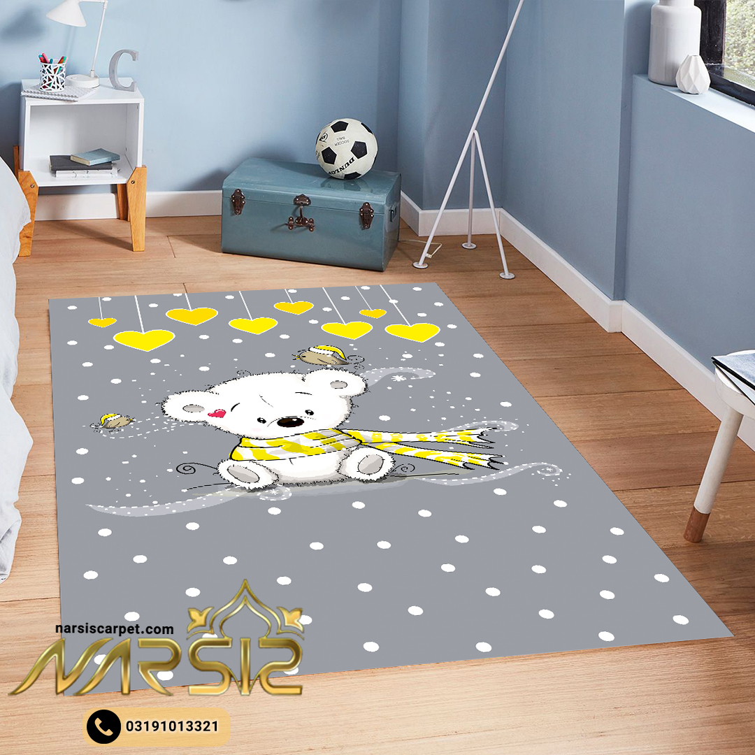 فرشینه کودک طرح بچه خرس تنها کد 6011 - فرشینه نارسیس