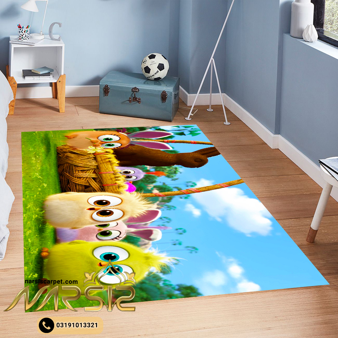 فرشینه کودک طرح جوجه های خشمگین کد 6004 - فرشینه نارسیس