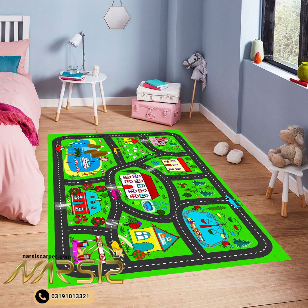 فرشینه کودک طرح چرخ خیابان شهر کد 6008 - فرشینه نارسیس