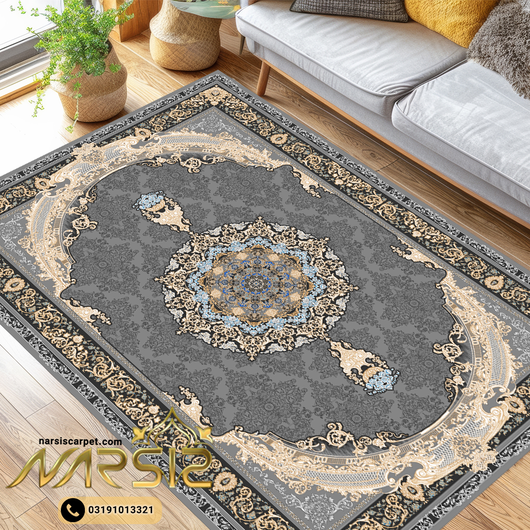 فرشینه فرش طرح فرزانه زمینه طوسی کد 9000 - نارسیس کارپت