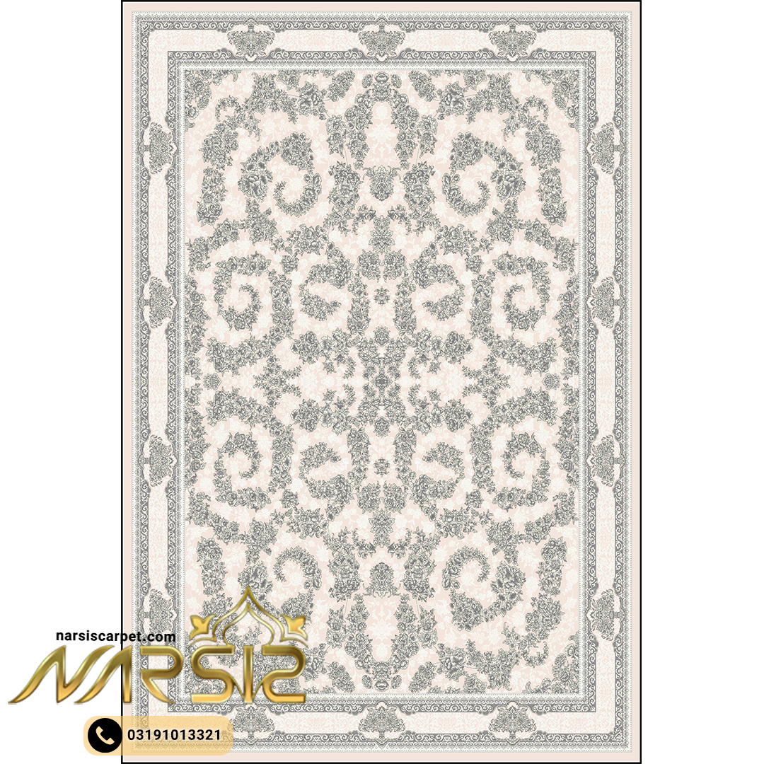 فرشینه فرش افشان طرح سالاری رنگ طوسی کد 9007 - فرشینه نارسیس