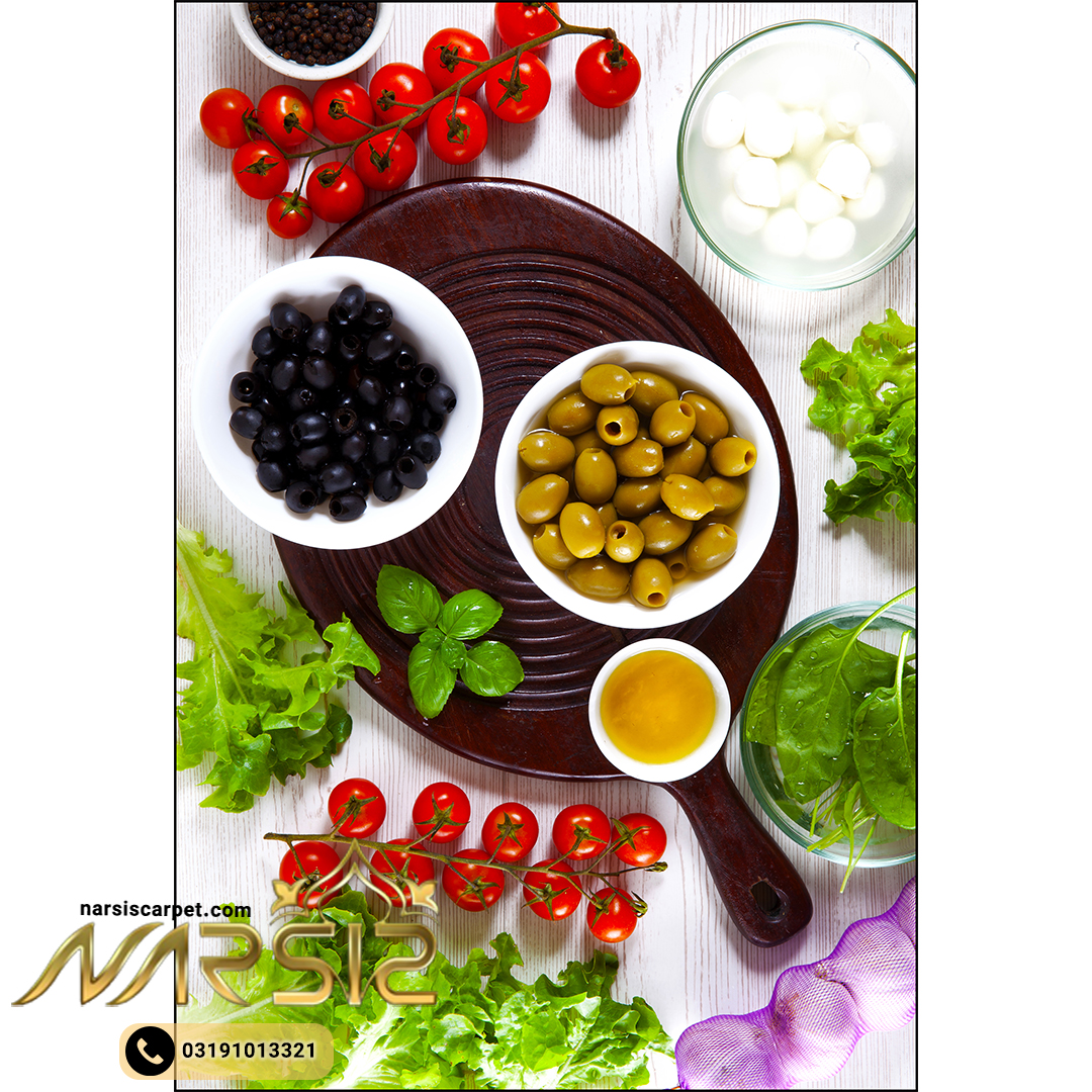 فرشینه آشپزخانه طرح سالاد زیتون کد 7002 - فرشینه نارسیس