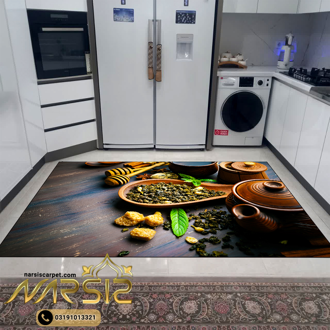 فرشینه آشپزخانه طرح دمنوش نعناع و عسل کد 7003