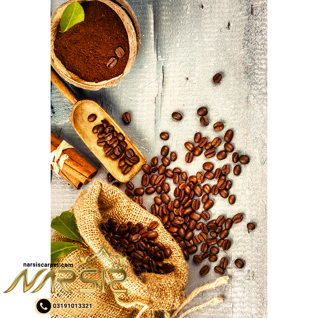 فرشینه آشپزخانه طرح دانه و پودر قهوه کد 7013 - فرشینه نارسیس