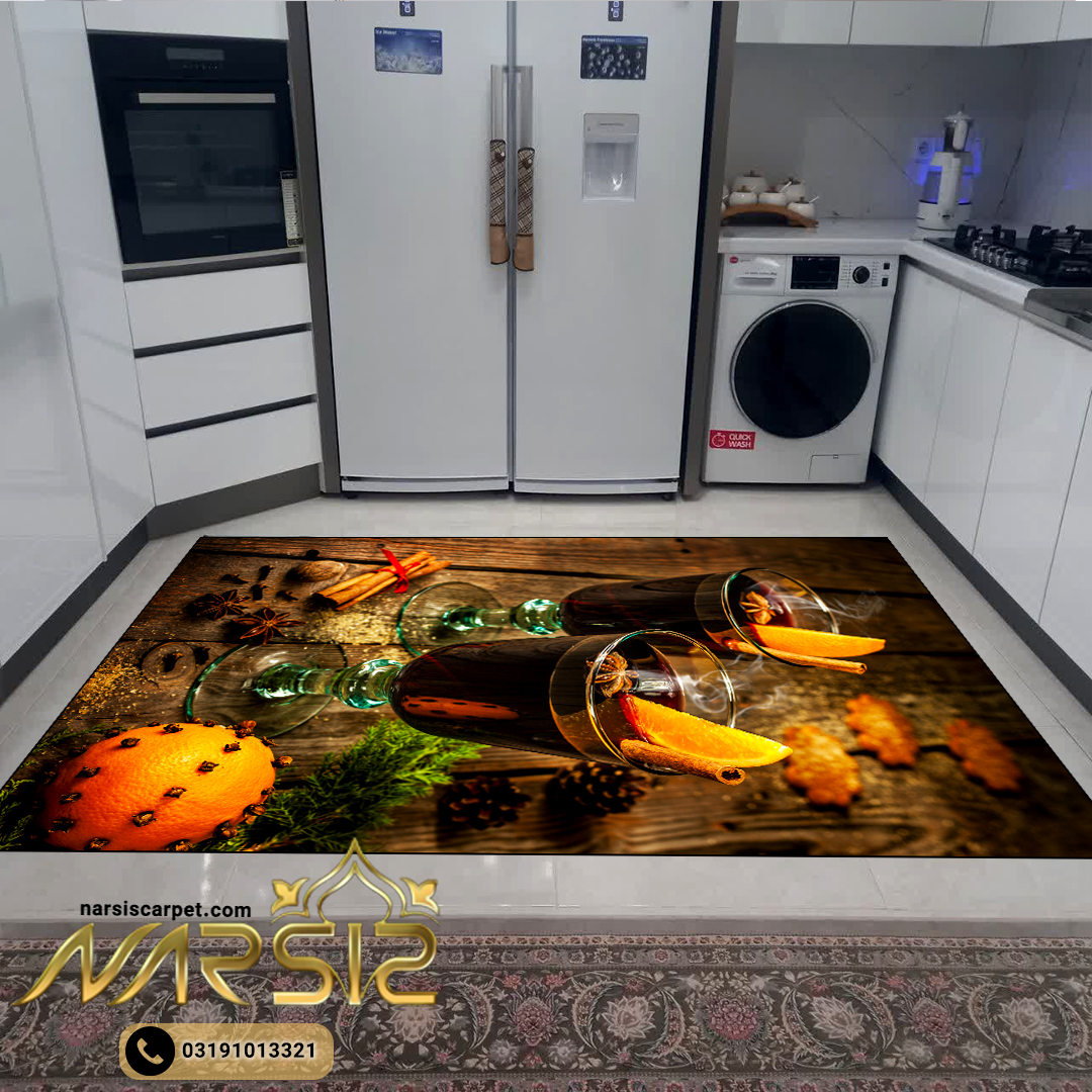 فرشینه آشپزخانه طرح چای دارچین کد 7014 - فرشینه نارسیس