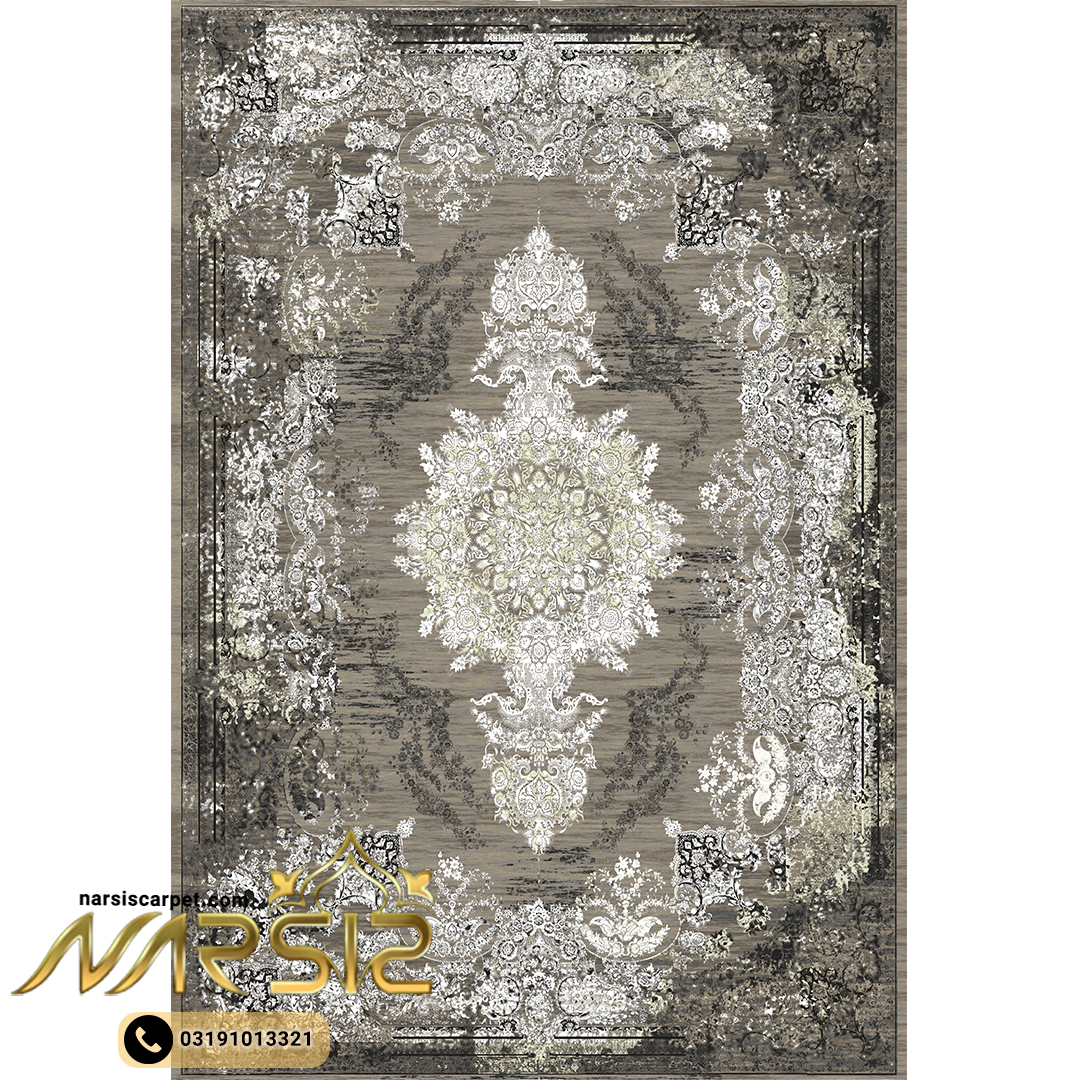 فرشینه وینتیج طرح شهبانو رنگ طوسی کد 9004 - فرشینه نارسیس