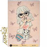 فرش دخترانه عینکی با گربه ملوس کد 101216 - فرش نارسیس