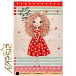 فرش کودک دخترانه دختر دامن گل گلی کد 25KD0050 - نارسیس کارپت