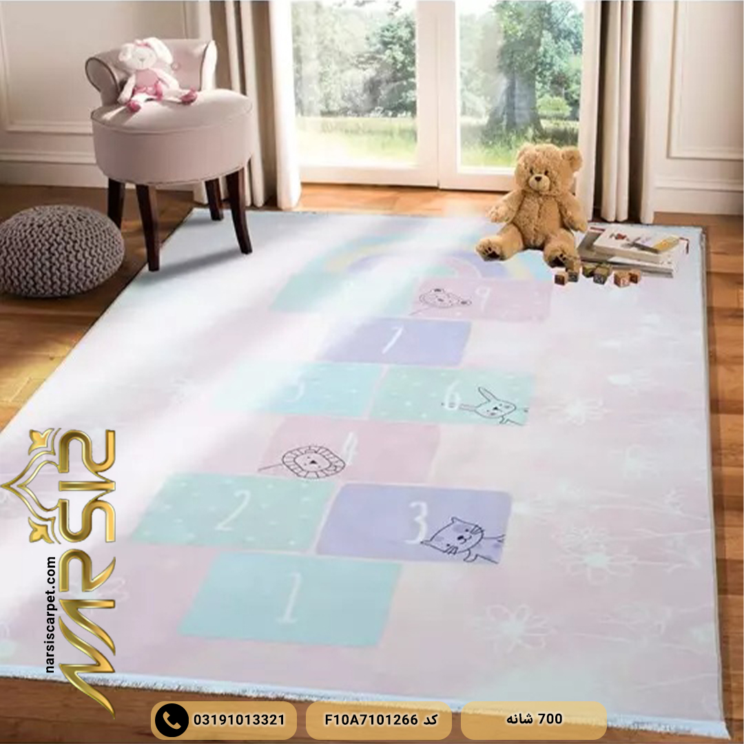 فرش کودک دخترانه طرح لی لی رنگین کمان کد F10A7101266 - فرش نارسیس